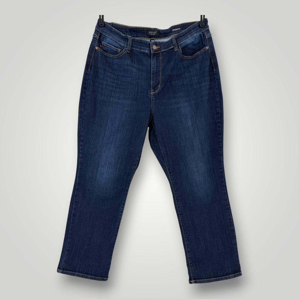 Judy Blue Jeans Womens 20W Dark Wash Straight Leg High Rise Stretch Denim